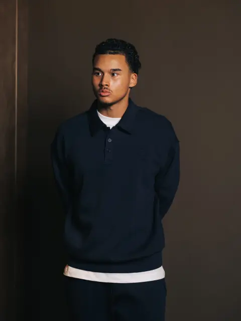 Polo button Bleu Fonce