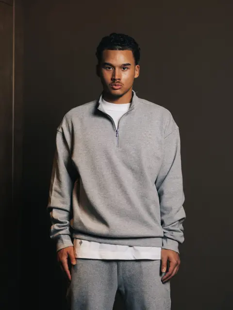Quarter zip Gris Lumiere